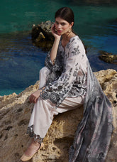 IMAGE - 3PC LAWN EMBROIDERED SHIRT WITH MANAAR PRINTED DUPATTA AND TROUSER - HZG2166